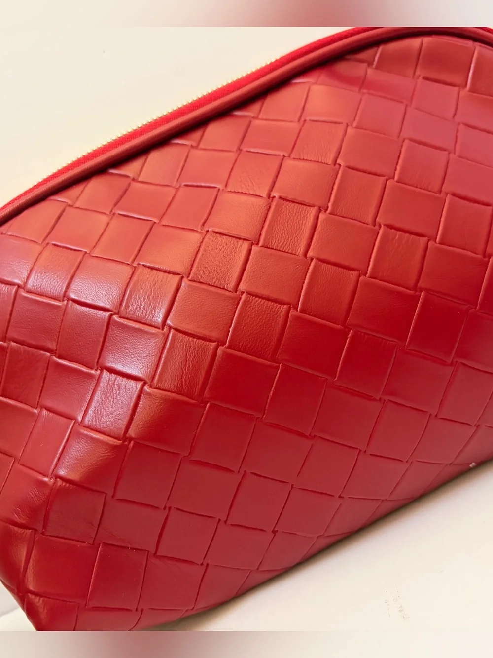 Lancome Red Woven Cosmetic Pouch